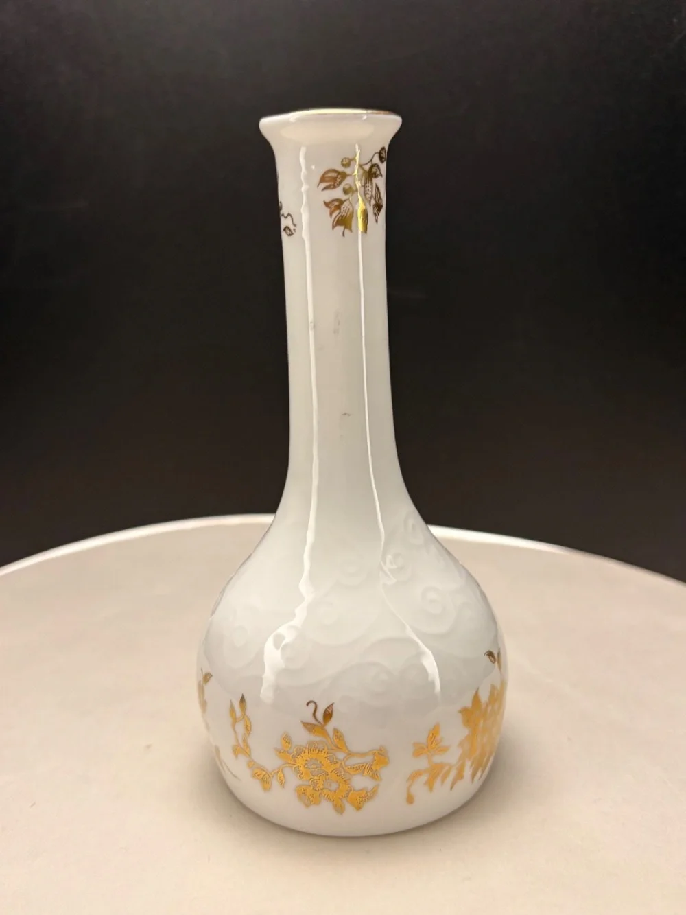 Vtg Crown Staffordshire Aristocrat Bud Vase Fine Bone China Gold Floral England